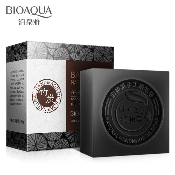2pcs  Bamboo charcoal Handmade soap remove blackhead acne